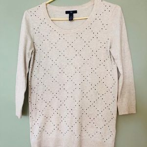 Sparkled 3/4 sleeved cream sweater